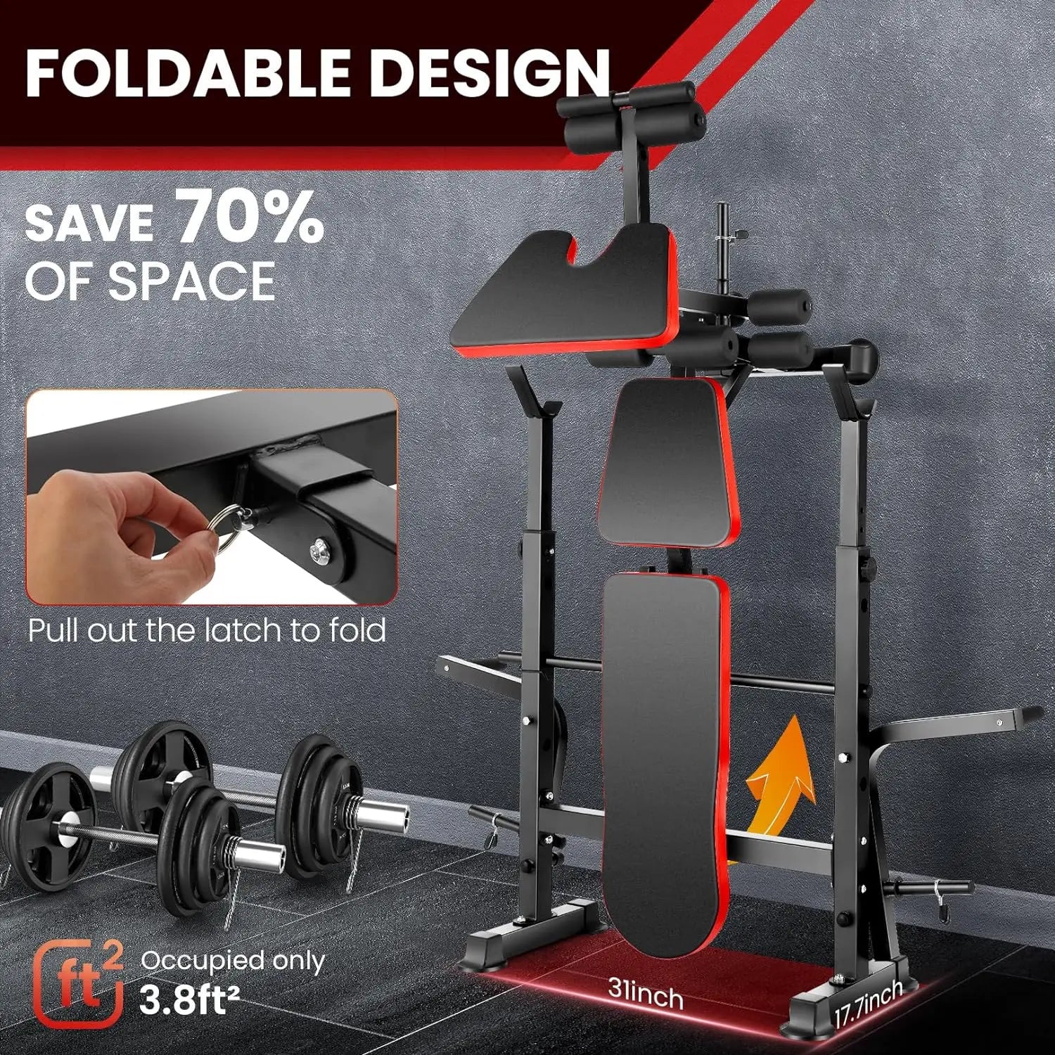6 in 1 660lbs Weight Bench/Squat Rack, Bench Press Set /Barbell Rack,