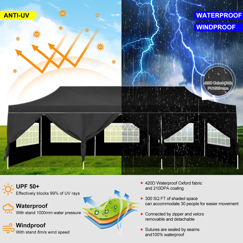10x30ft Pop Up Canopy Tent Gazebo Party Heavy Duty Marquee Awning