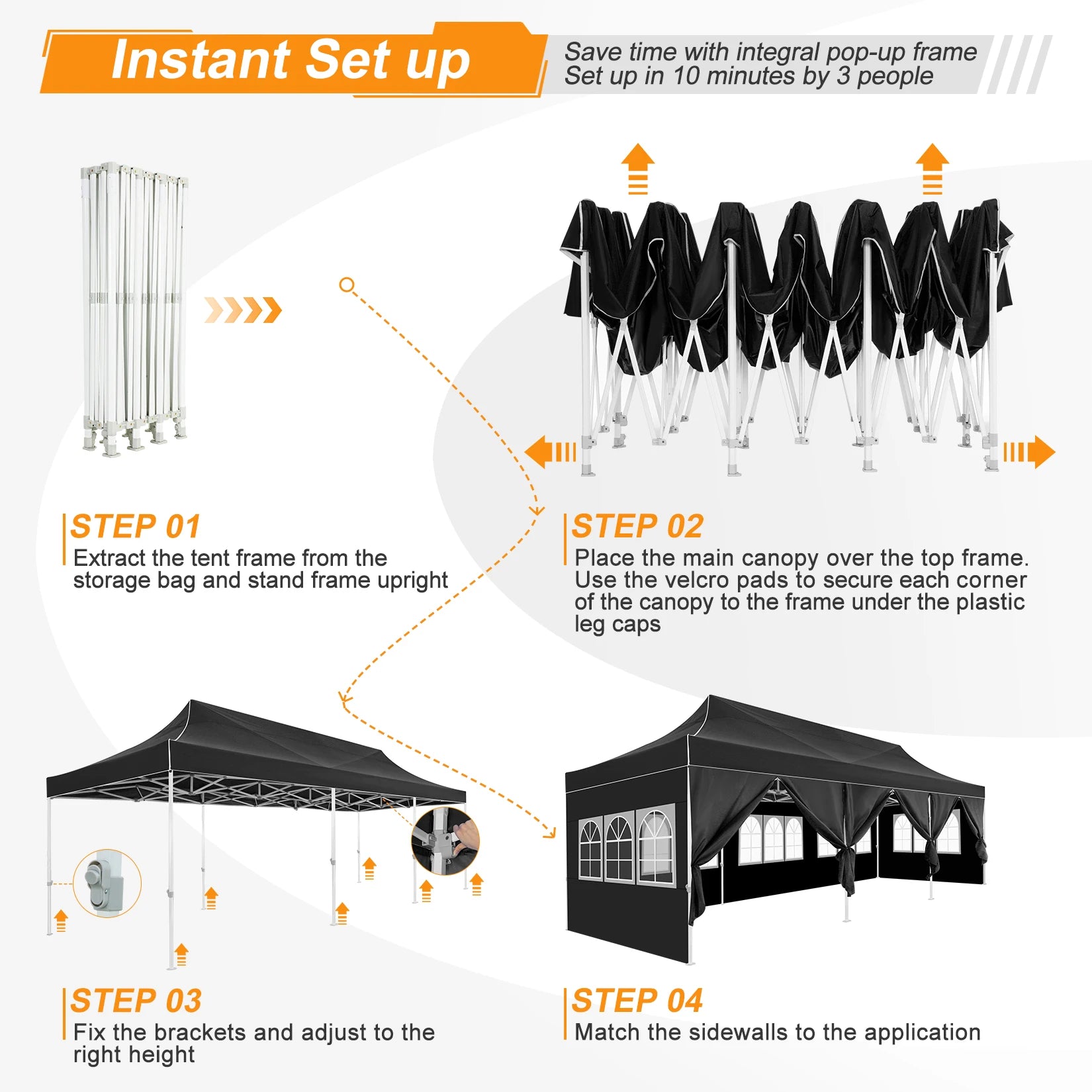 10x30ft Pop Up Canopy Tent Gazebo Party Heavy Duty Marquee Awning