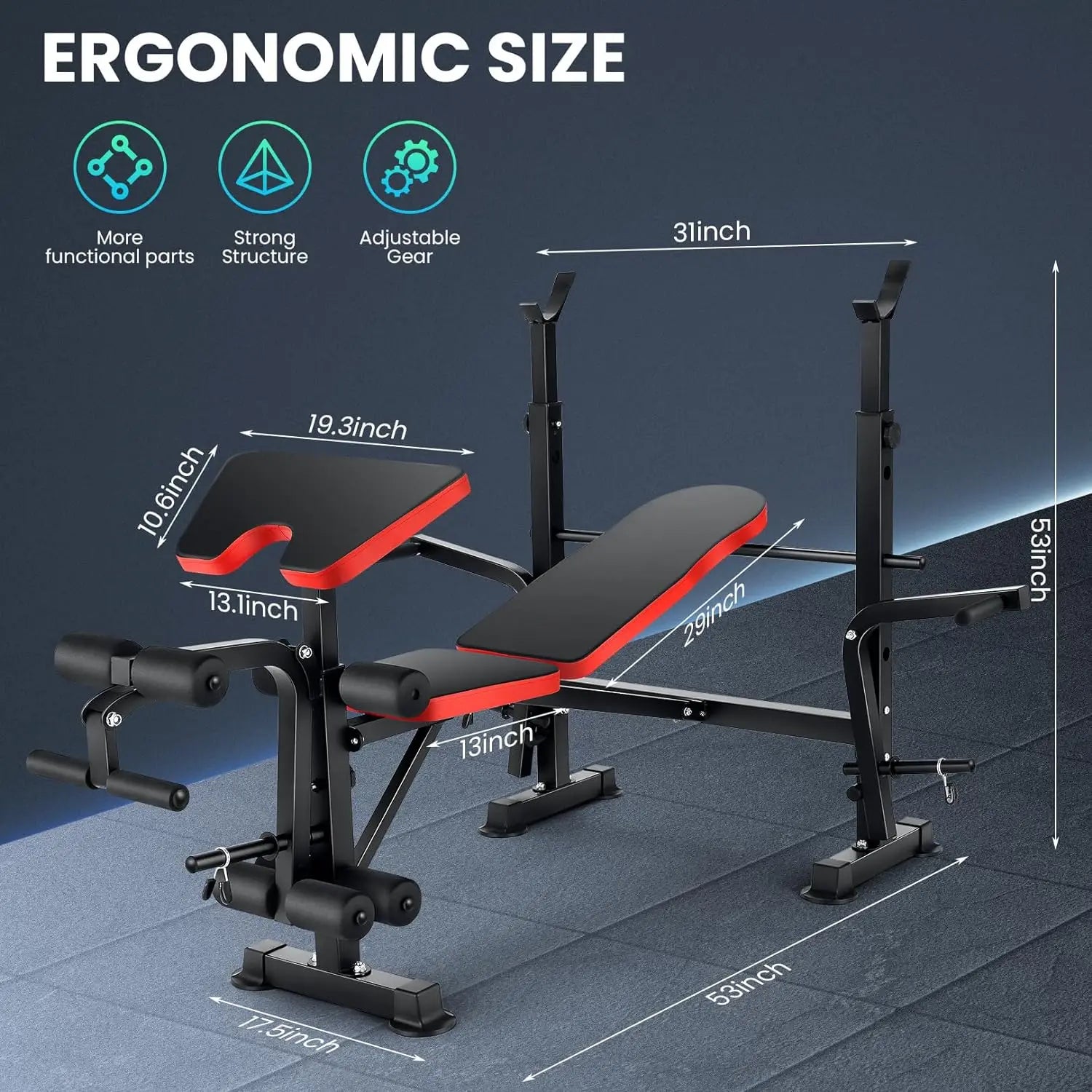 6 in 1 660lbs Weight Bench/Squat Rack, Bench Press Set /Barbell Rack,