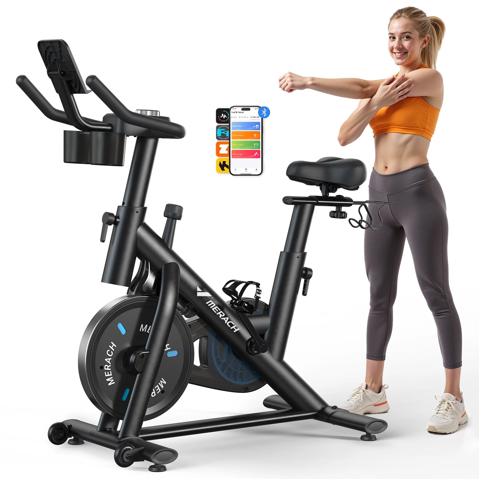 Exercise Stationary Bike Brake with Exclusive App