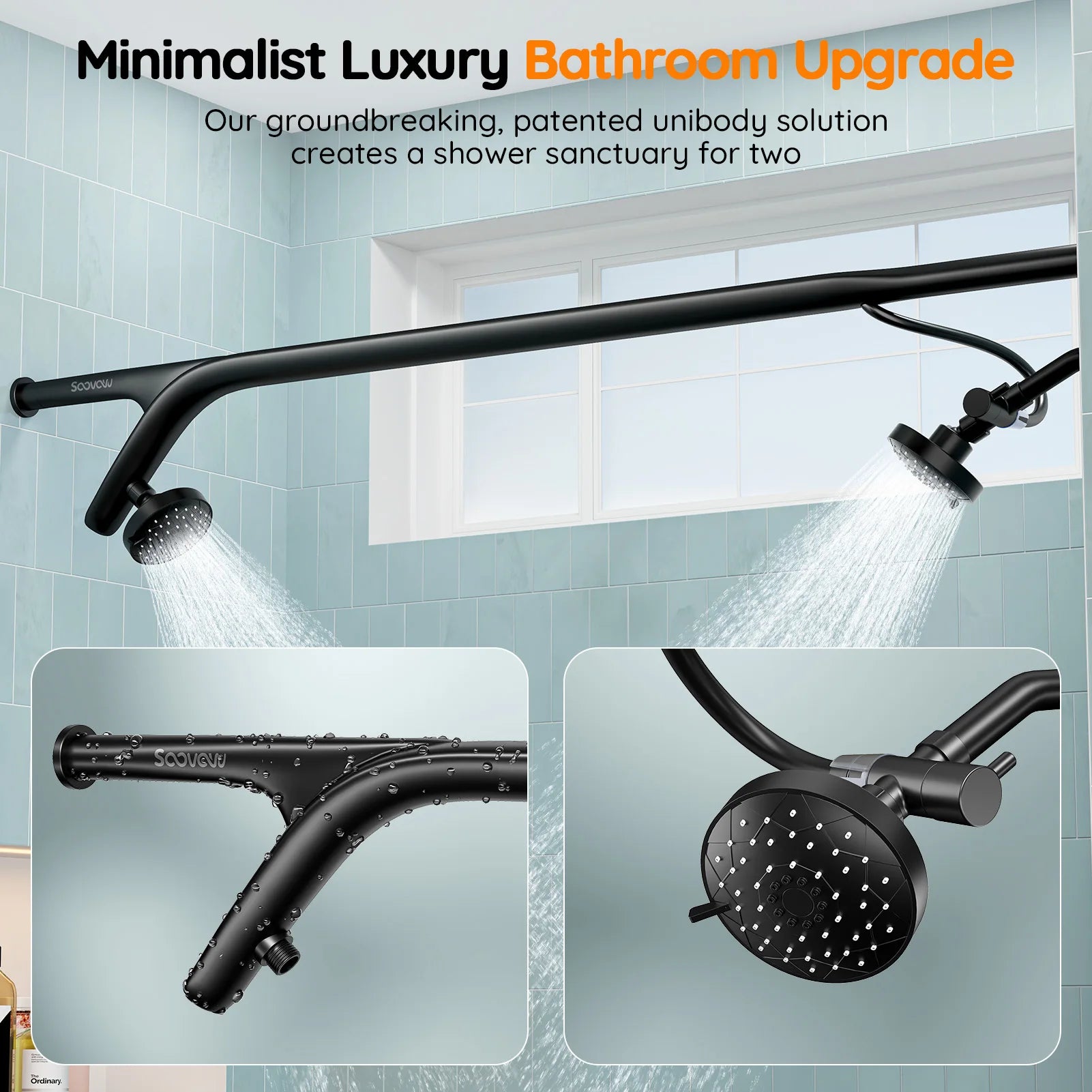 Tandem Shower Head For Couples, Dual Shower Head System