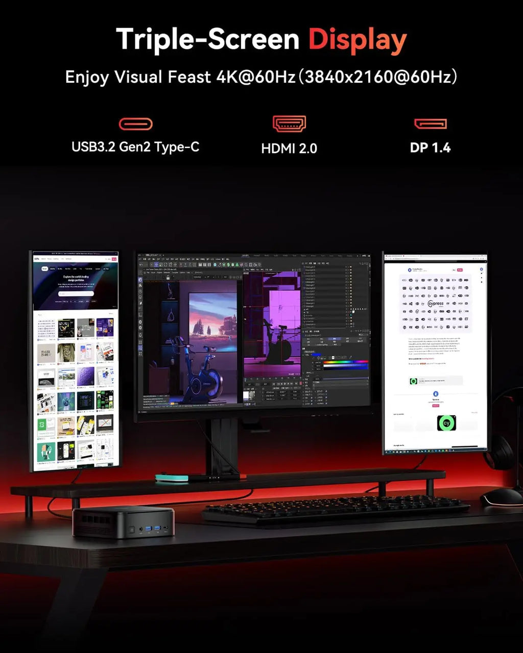 Mini Gaming PC AMD Ryzen 7 7730U 16GB RAM 512GB/1TB M.2 SSD Desktop Computer