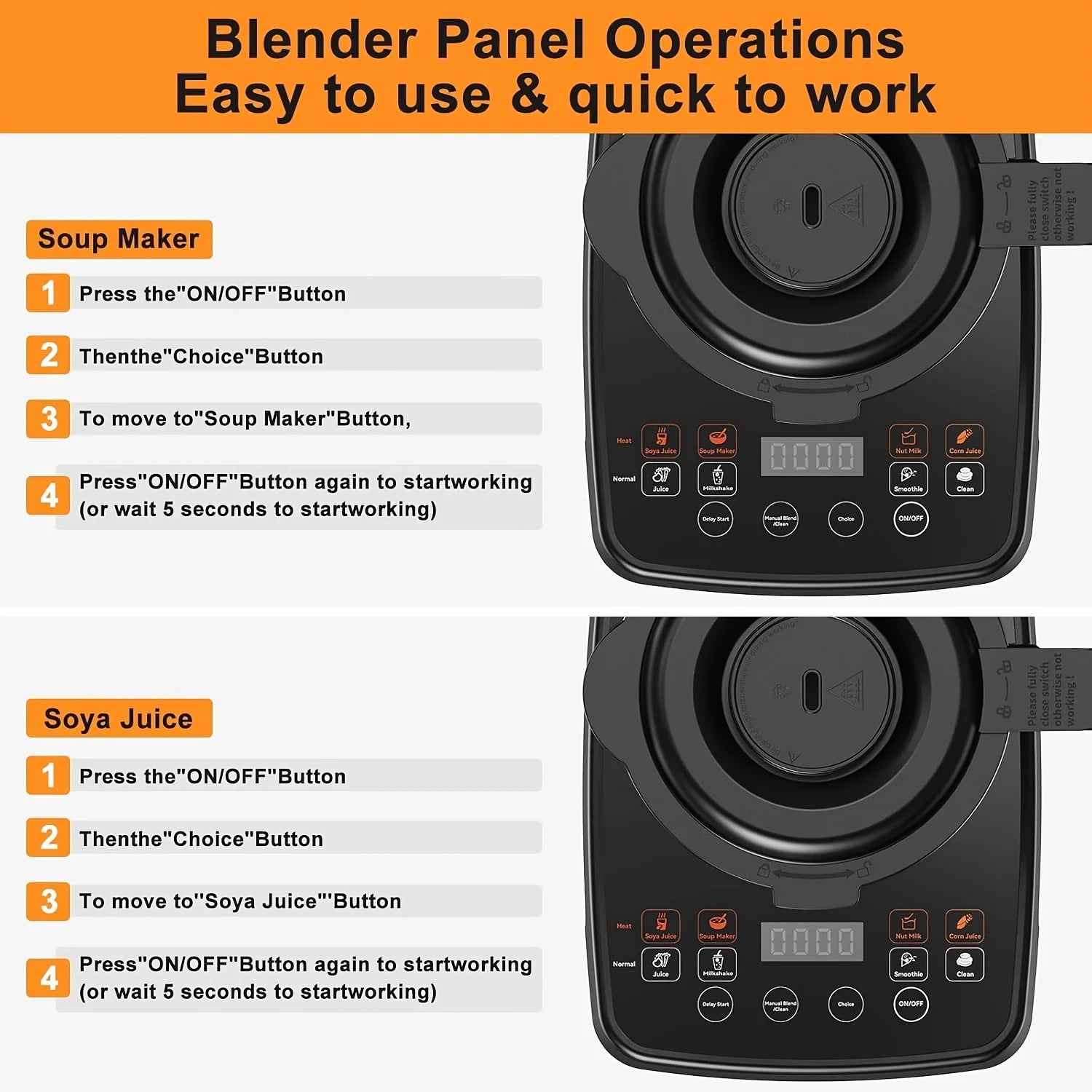 2400W Heating Blender 25000 RPM Heavy Duty Auto Clean 55oz Glass Jar and cup To-Go Cup