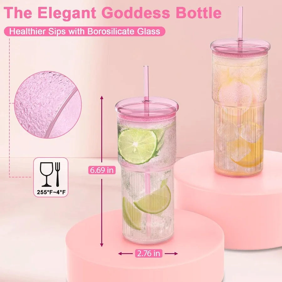 Set of 4/20oz Reusable Tumblers with Lids and Straws