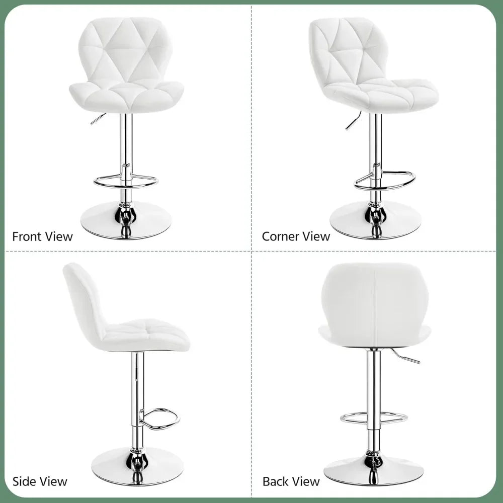 Height Adjustable Swivel Barstools PU Leather Counter Stools with Bracket