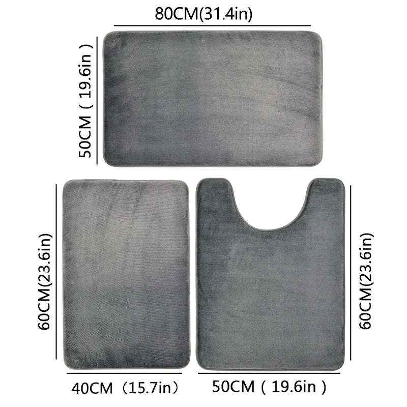 Three Piece Toilet, Bath Floor Mat, Shower Mat, Non Slip.