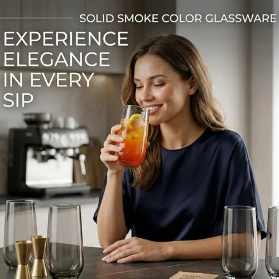 Set of 6/16oz. Drinking Glasses Set of 6 Translucent Brown Glassware