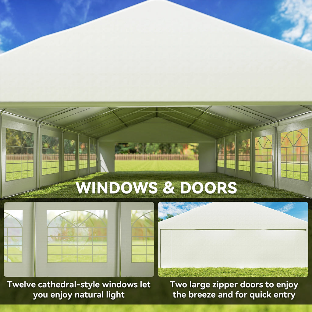 23' x 39' Party Tent and Heavy Duty Carport with Twelve Windows