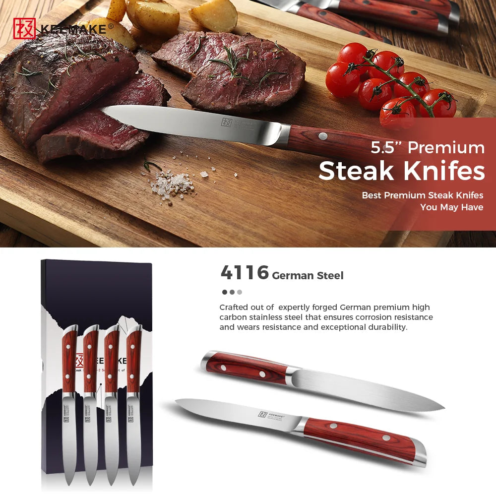 4PCS Steak Knives Set 5.5 Inch Stainless Steel Table Meat Cutting Knife.
