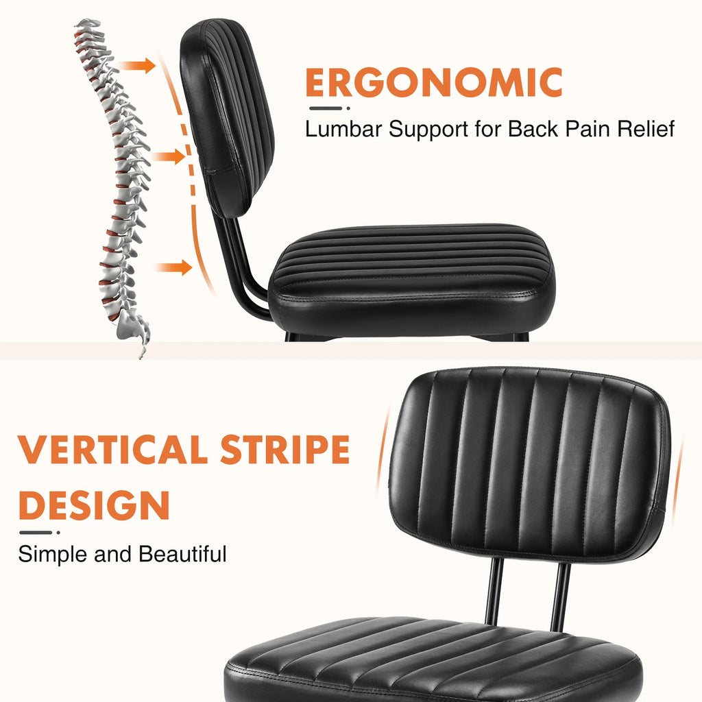 Faux Leather Modern Dining Chairs Set of 2 Ergonomic Lumbar Support