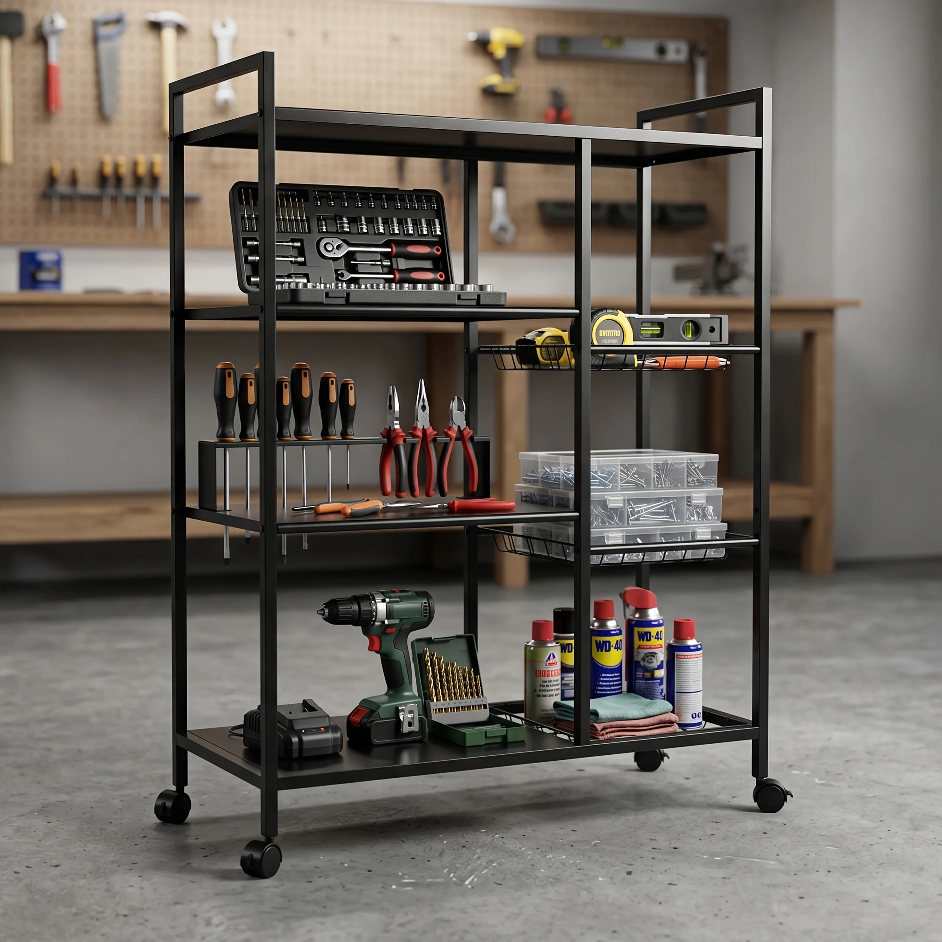 1pc Movable Storage Rack, Adjustable