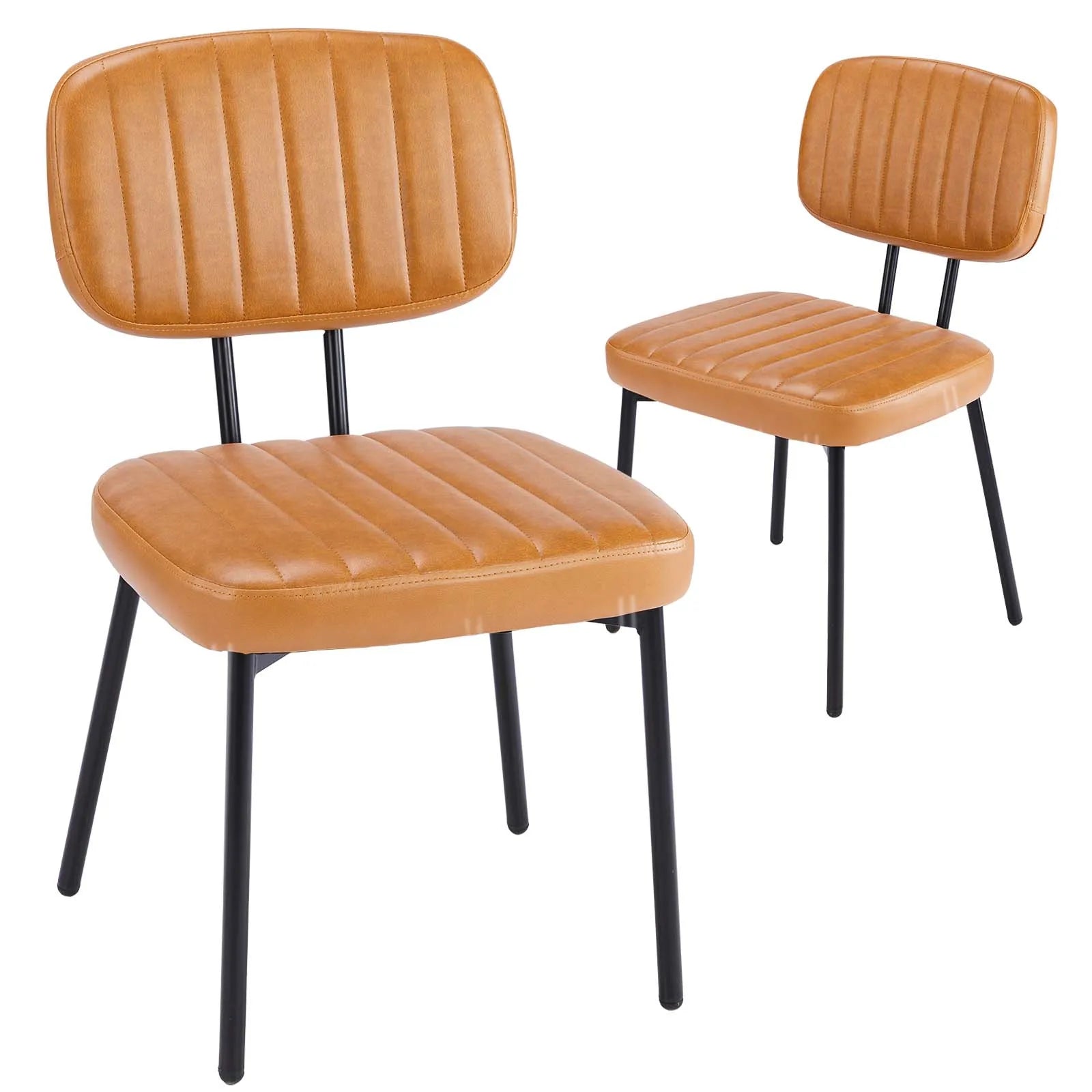 Faux Leather Modern Dining Chairs Set of 2 Ergonomic Lumbar Support