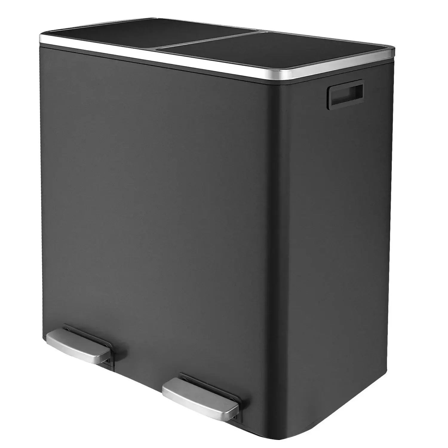 16 Gal (60 L) Stainless Steel Kitchen Trash Can Dual Recycling Bin Garbage Can