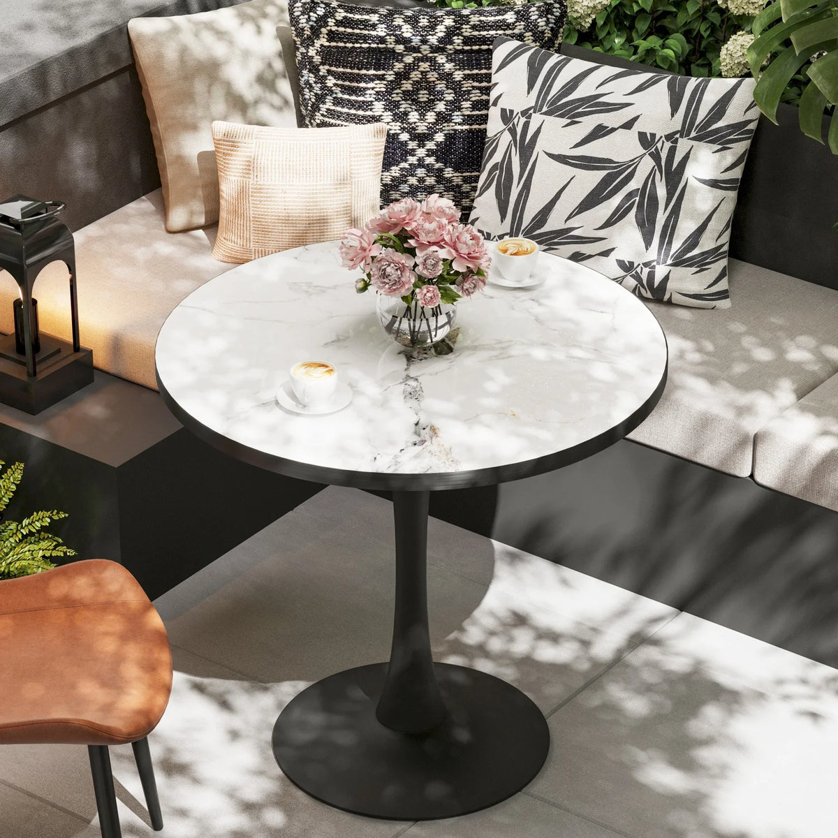 Dining Room Circle Dinner Pedestal Table Furniture Coffee Table for 2-3