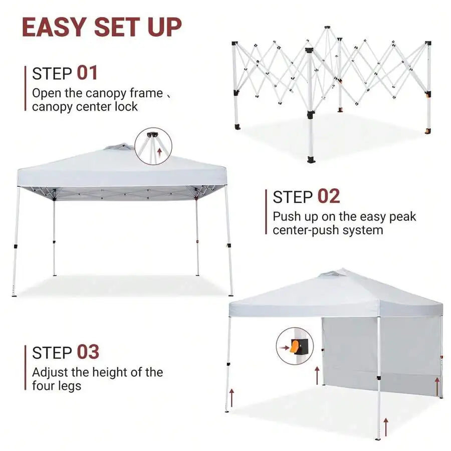 10x10 Pop Up Gazebo Tent With Mesh Side Walls, Waterproof Outdoor Canopy