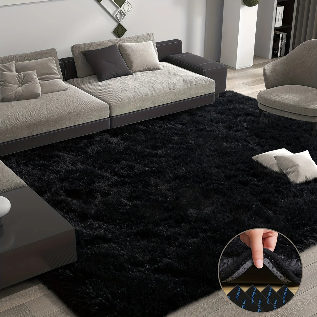 Large plush area rug, decorative rug.