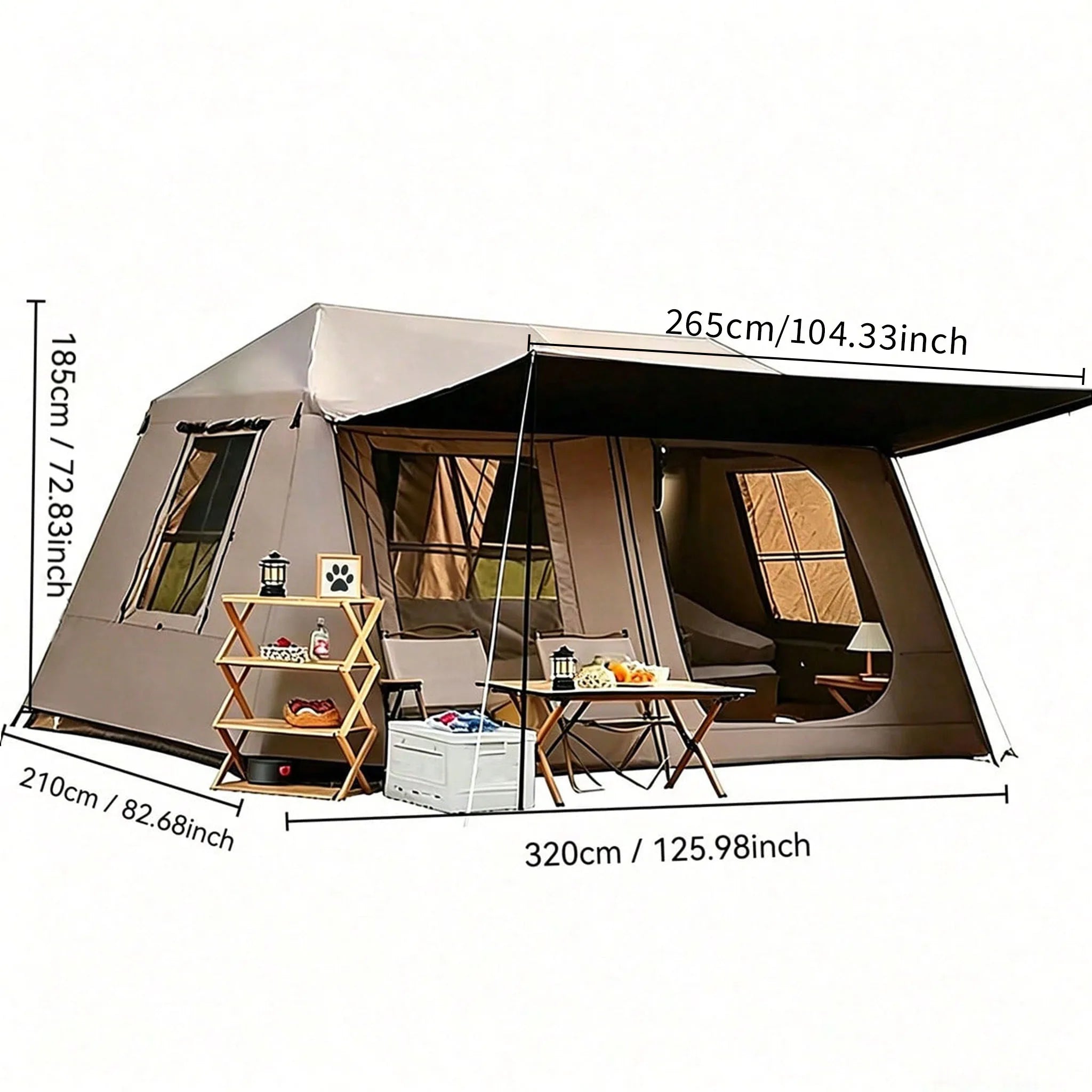 3-Second Fully Automatic Quick-Set Outdoor Camping Tent with Built-in Front Awning