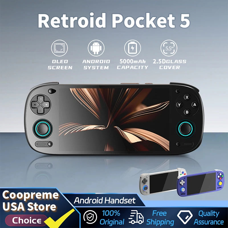 Retroid Pocket 5 Handheld Game Console 5.5'' AMOLED Screen Android13 Joystick