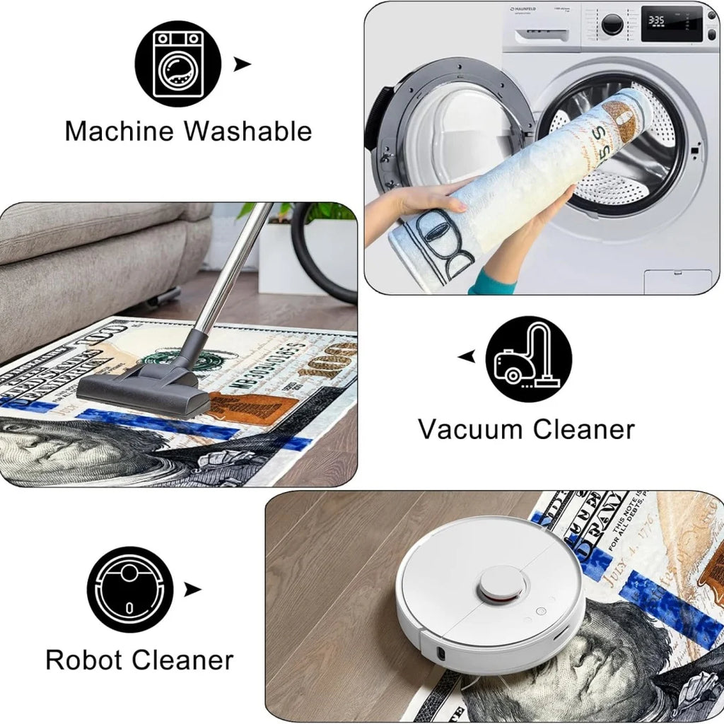 Money Rugs 100 Dollar Bill Runner Cool Area Rug for Living Room Kitchen Rug Laundry Runner Rug Bedroom Bathroom Mat