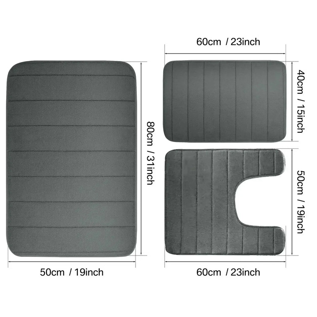 Black Memory Foam Bath Mat Soft Comfortable Super Water Absorption Non-Slip