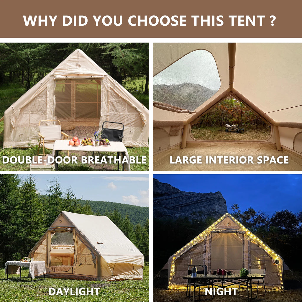 Inflatable Tent With Skylight, Quick Setup Blow Up Tents With Pump, 4-6 Peson