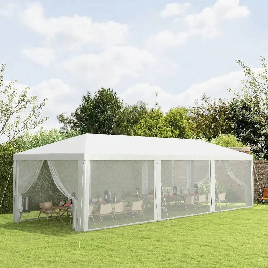 10ft X 28ft Gazebo Tent With Removable Mesh Walls