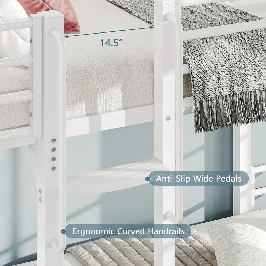 Metal Bunk Bed Twin Over Twin With High Safety Guard Rails