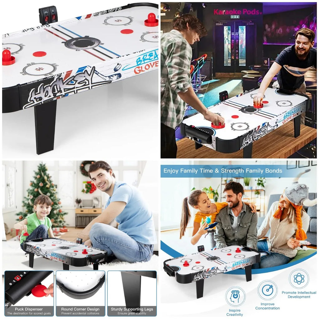 Mini 42” Table Top Air Hockey with 2 Pucks, 2 Pushers