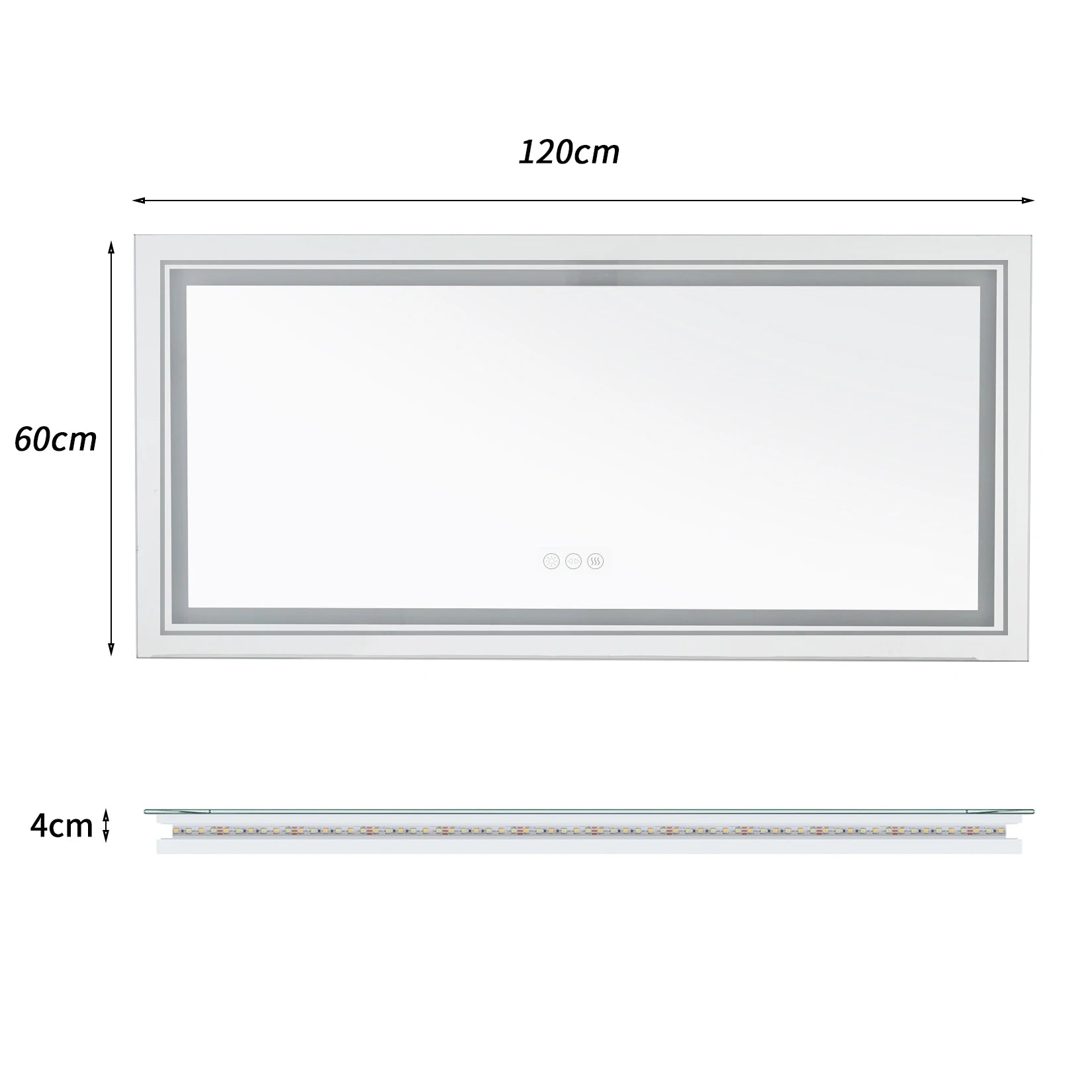 Jumbo-Large Illuminated LED Bathroom Mirror, Front and Backlit Lights, Wall Mounted,