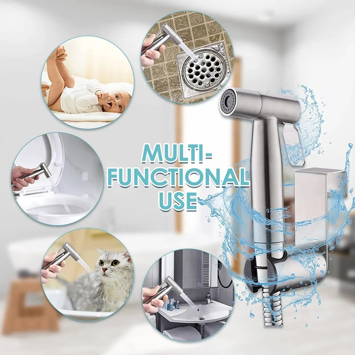 Handheld Bidet Sprayer for Toilet Adjustable Water Pressure Control Bidet Hose Attachment.