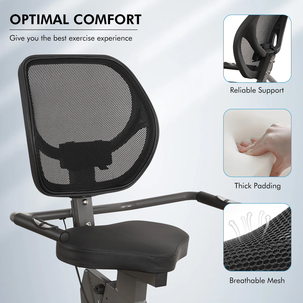 Recumbent Exercise Bike, Stationary Bike Sturdy Quiet 8 Levels