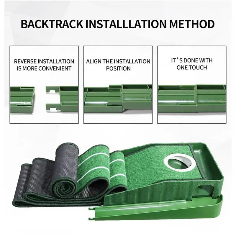 Home Golf Putting Mat. Golf Practice Velvet Mat. Automatic Ball Return