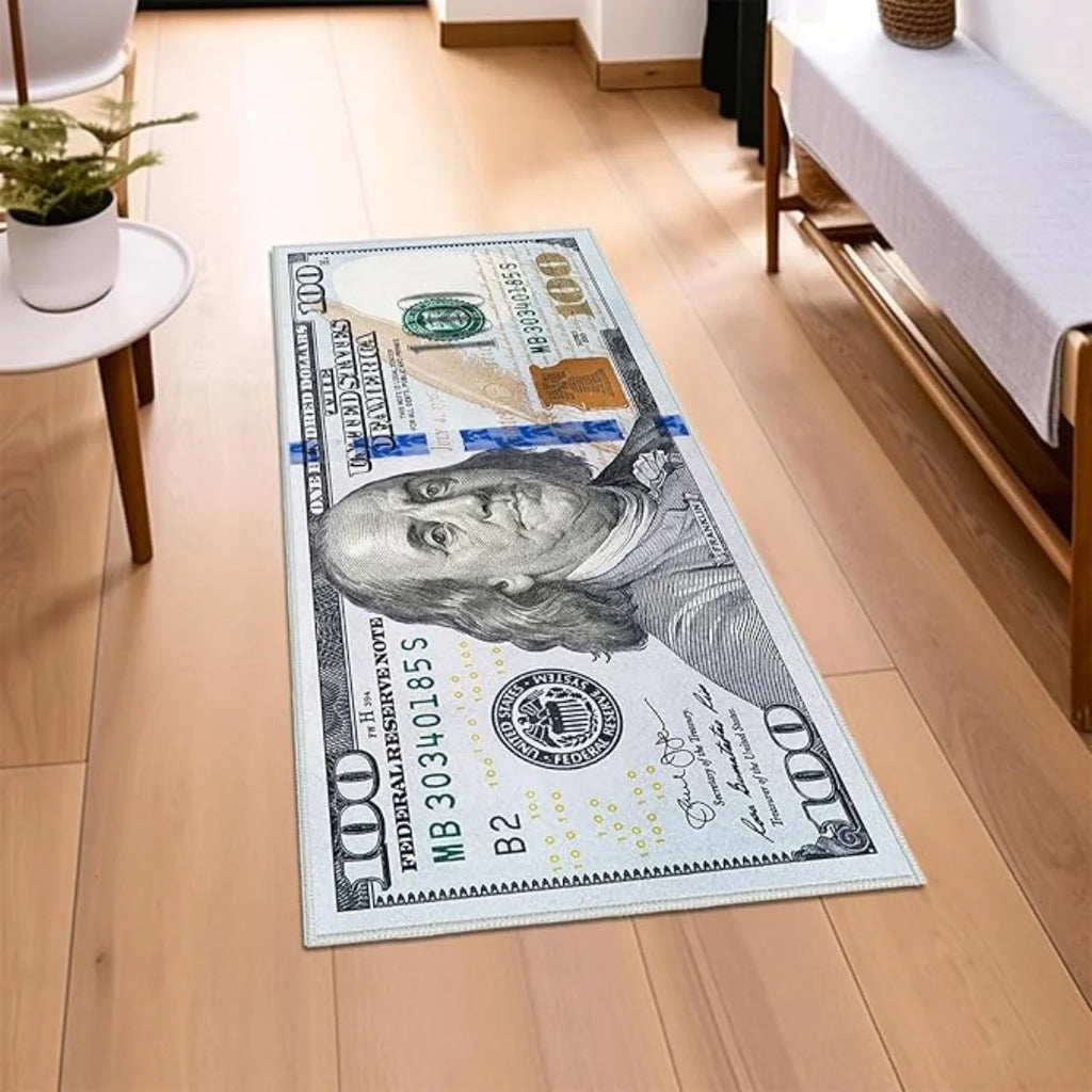 Money Rugs 100 Dollar Bill Runner Cool Area Rug for Living Room Kitchen Rug Laundry Runner Rug Bedroom Bathroom Mat