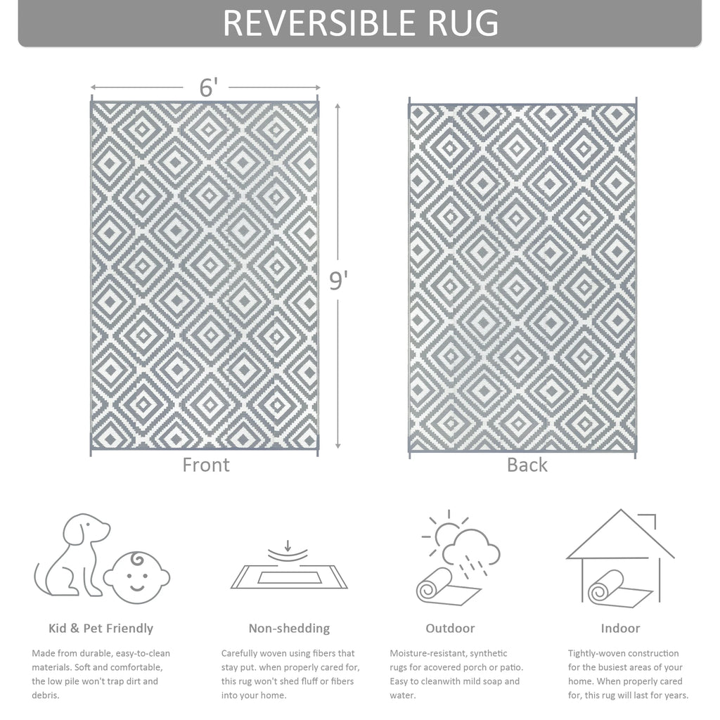 6‘x9’ Outdoor Plastic Carpet Outdoor Rugs Waterproof Reversible