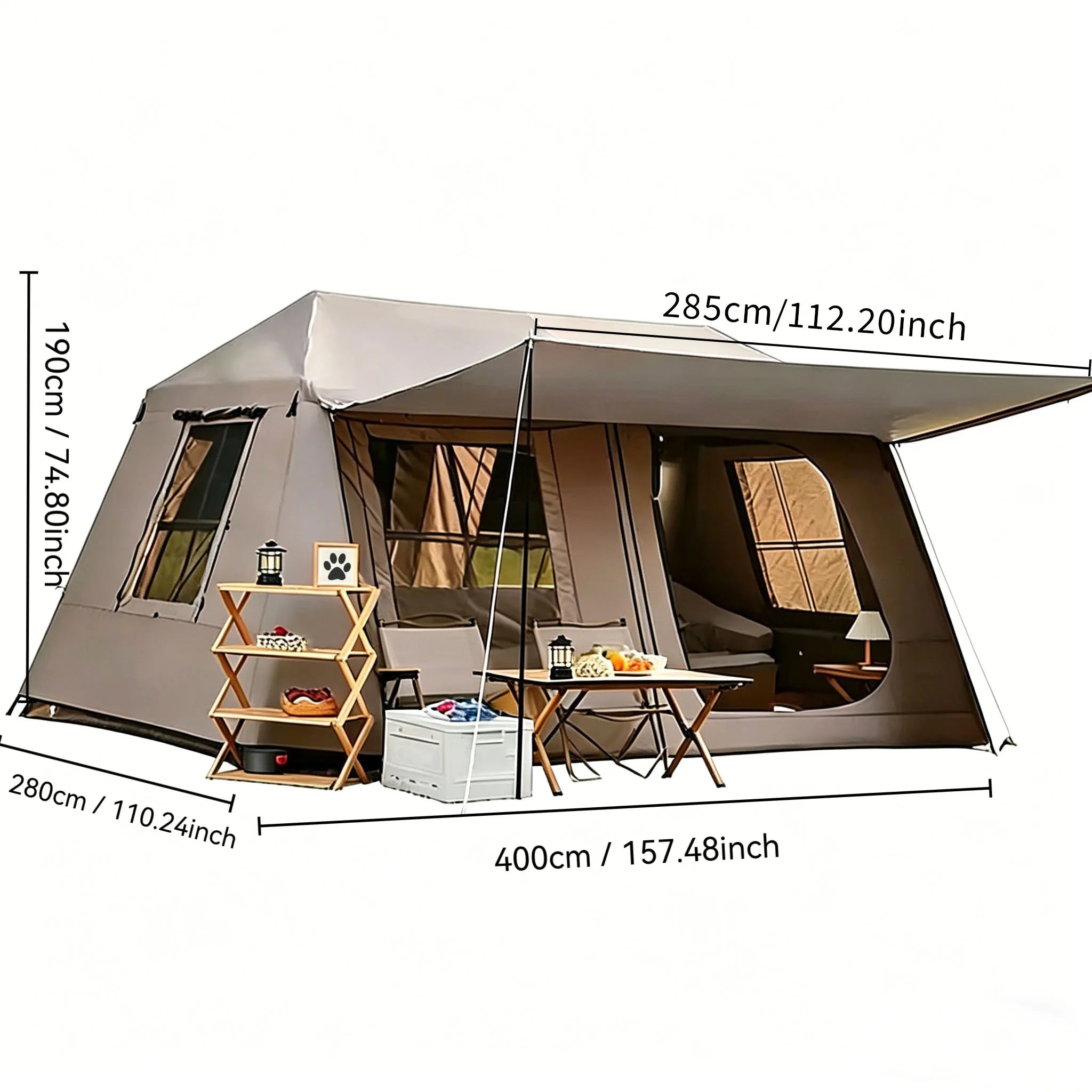 3-Second Fully Automatic Quick-Set Outdoor Camping Tent with Built-in Front Awning