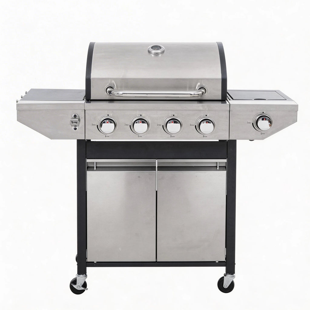 4 Main Burner Stainless Steel Gas Grill with Side Burner,
