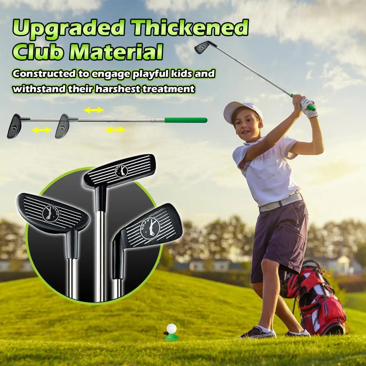 Kids Toy Golf Set Auto Returner Night Light Golf Balls Mat