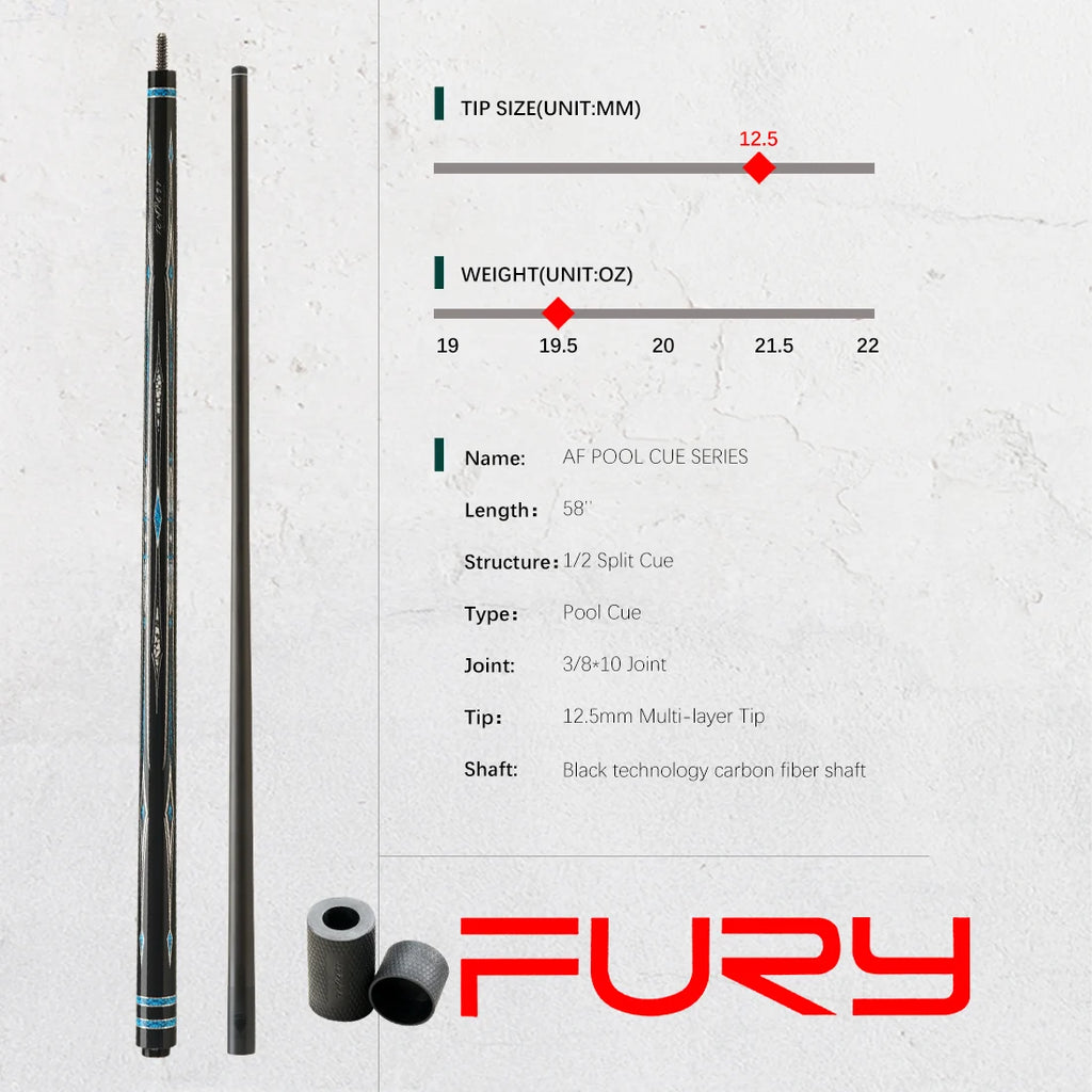 Carbon Fiber Pool Cue Stick 58" Billiard Cue Professional Low Deflection
