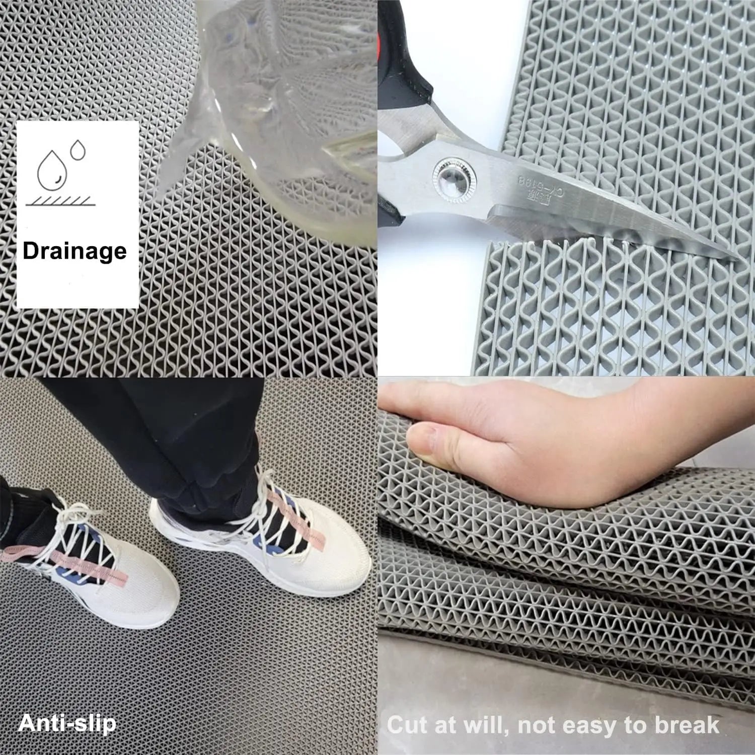 Minimalist Anti Slip Mat for Bathroom and Kitchen, Hollow Mesh Bathroom Floor Mat,