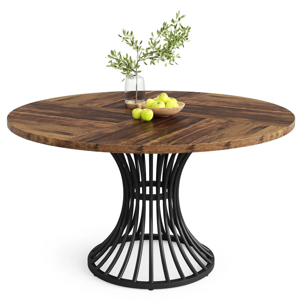 Round Dining Table for 4-6 People, 47-Inch Farmhouse