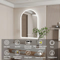Backlit Smart LED Bathroom Mirror: 36 x 24 Inch Arched Dimmable 3 Colors Anti-Fog
