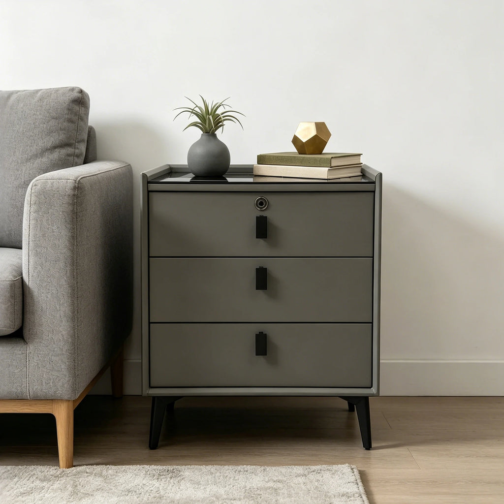 Smart Nightstand/Built-in Bluetooth Speaker, Fingerprint Lock/Wireless Phone Charging