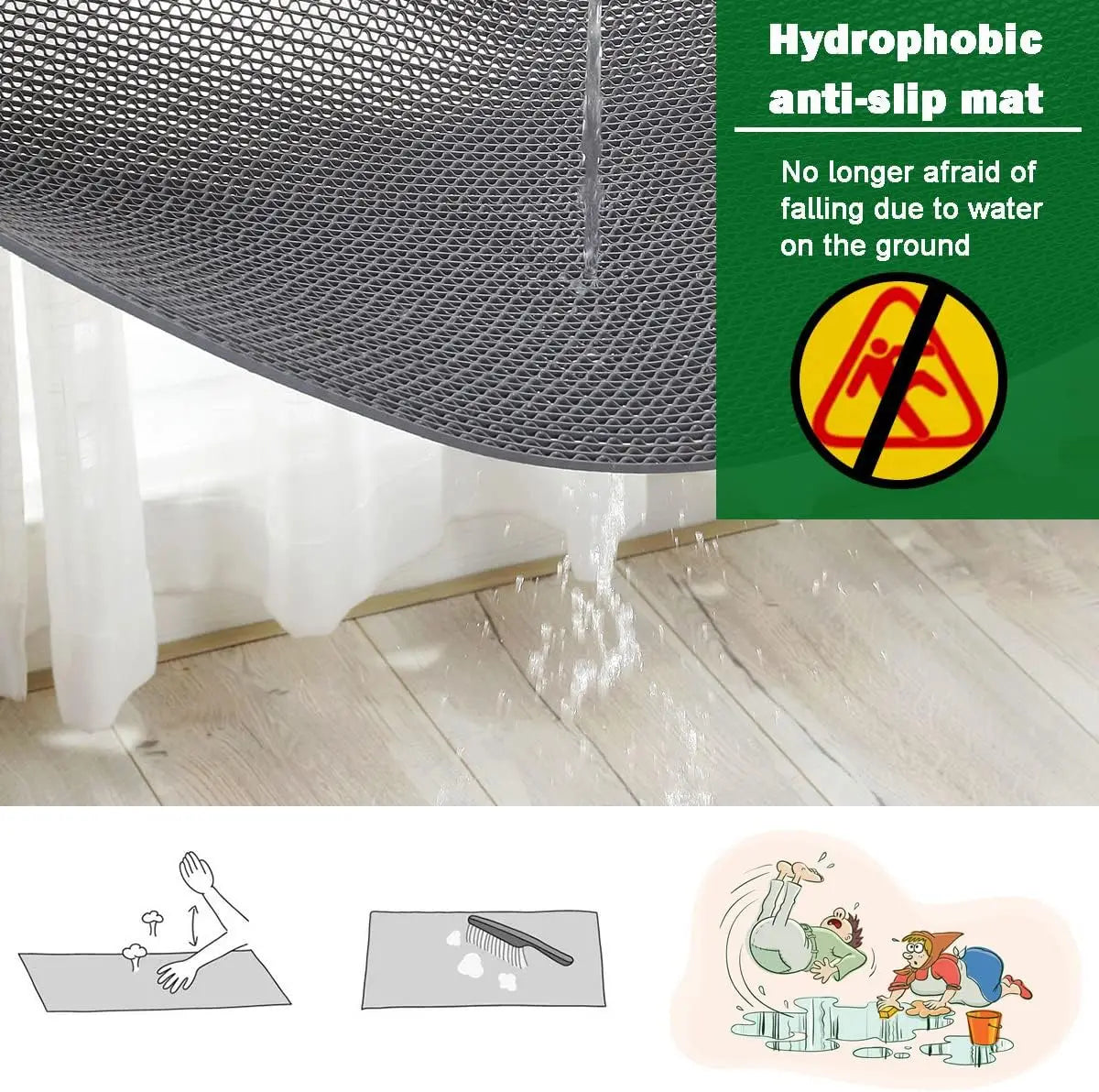 Minimalist Anti Slip Mat for Bathroom and Kitchen, Hollow Mesh Bathroom Floor Mat,