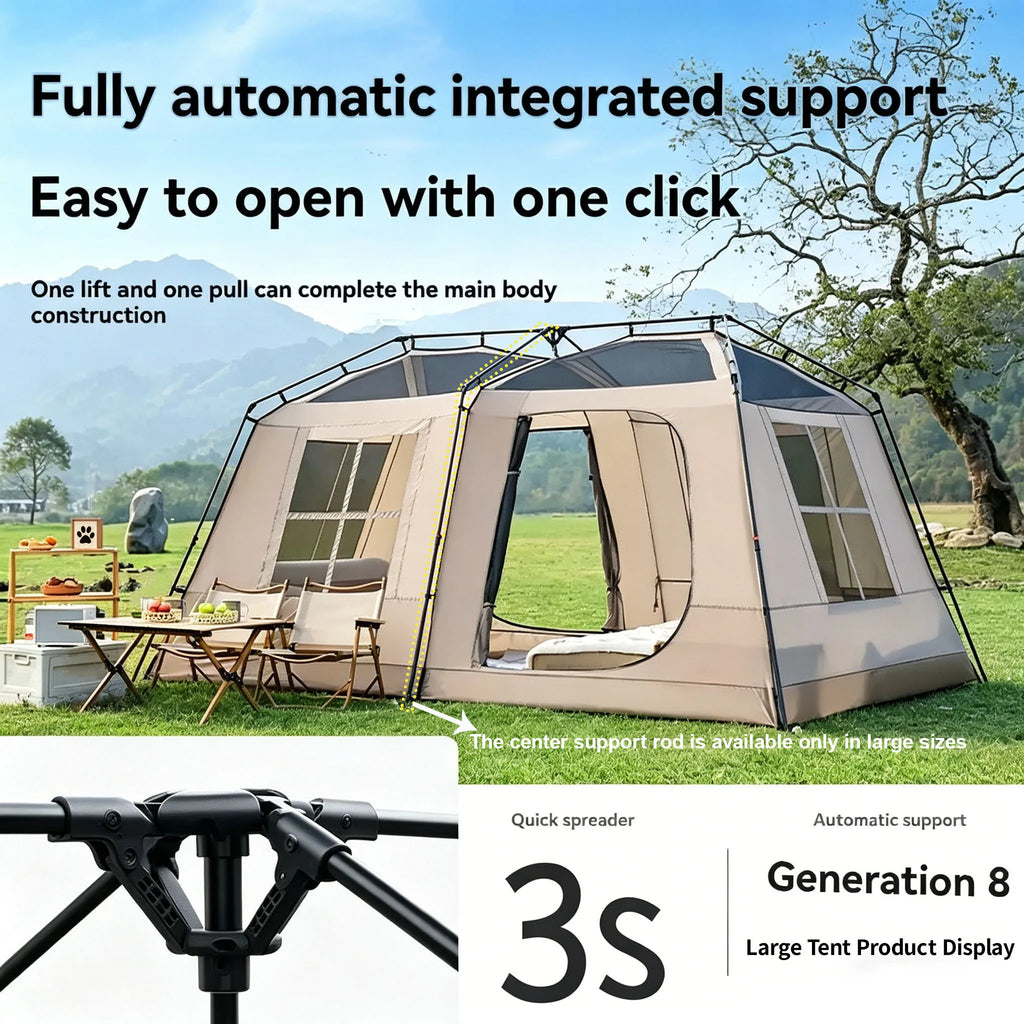 3-Second Fully Automatic Quick-Set Outdoor Camping Tent with Built-in Front Awning
