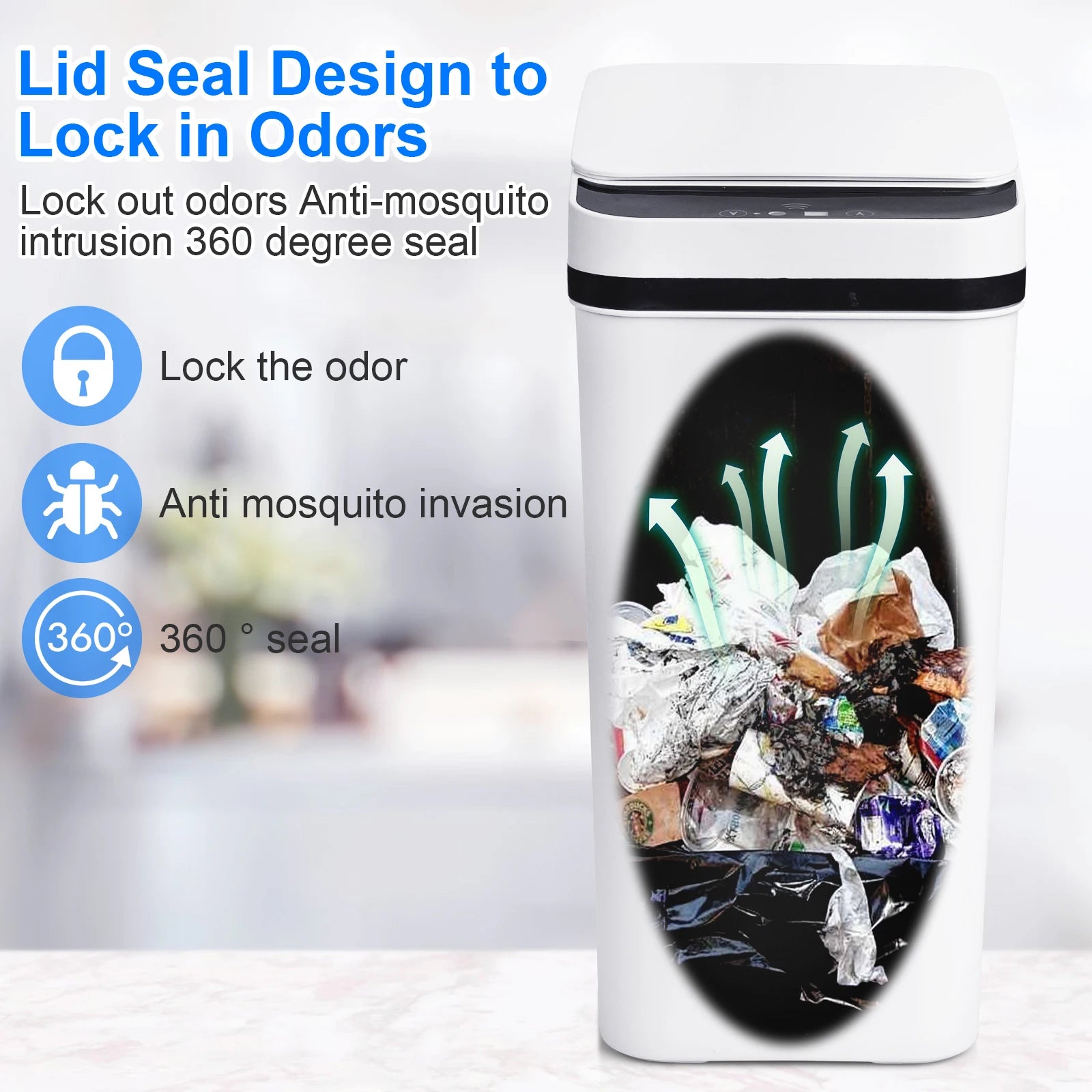 2 Pack 12L  Automatic Trash Cans Touchless Motion Sensor Slim with Lid