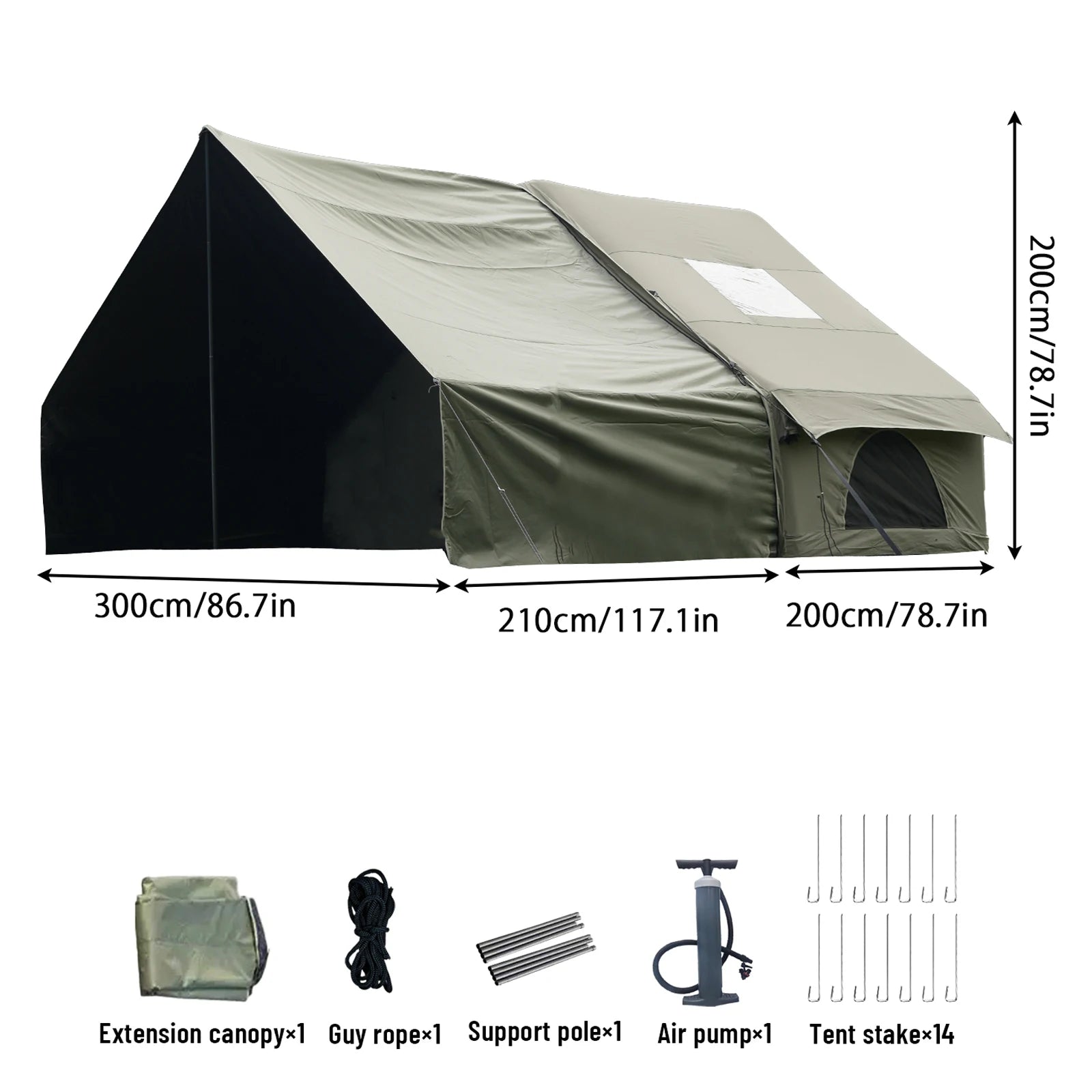 Inflatable Tent With Skylight, Quick Setup Blow Up Tents With Pump, 4-6 Peson