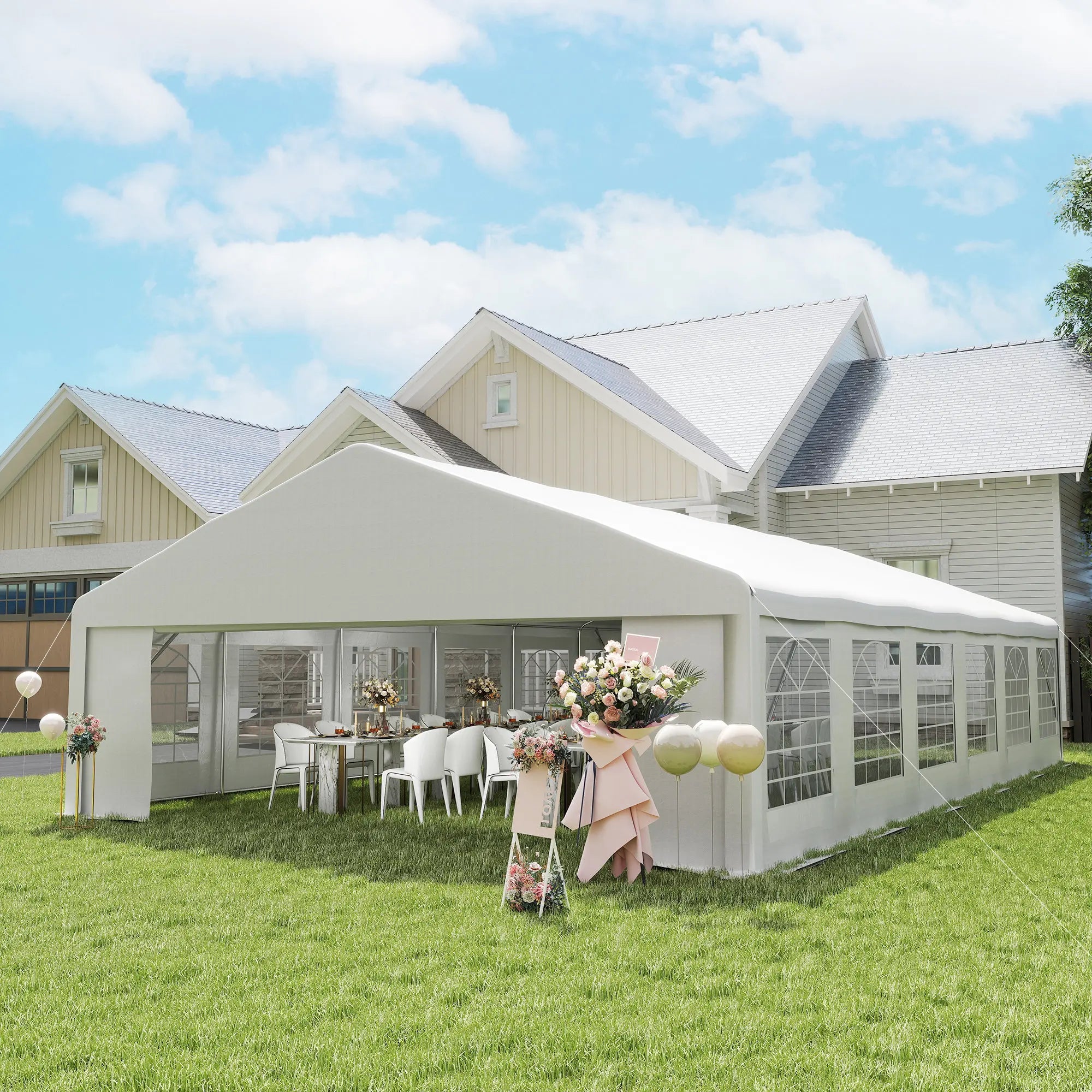 23' x 39' Party Tent and Heavy Duty Carport with Twelve Windows