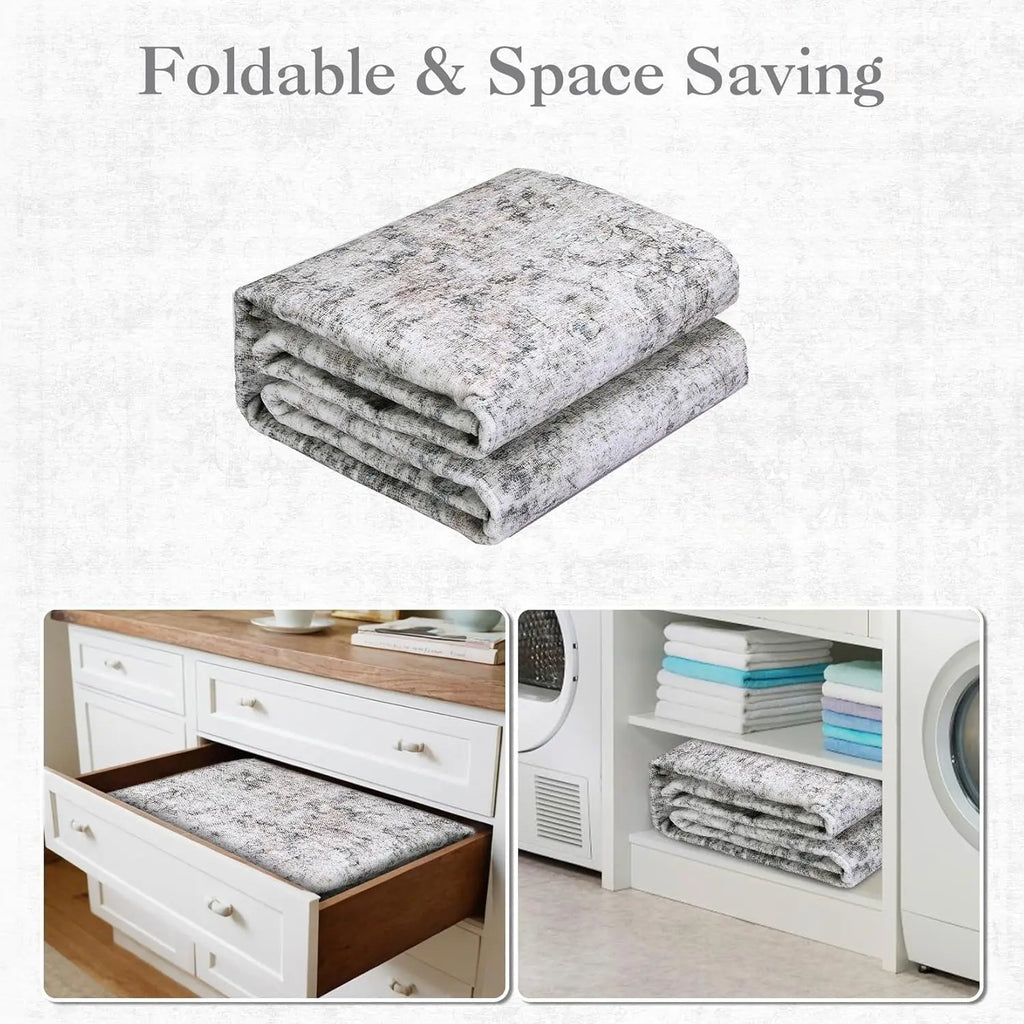 Washable Area Rug Stain-Resistant Throw Rug with Non-Slip
