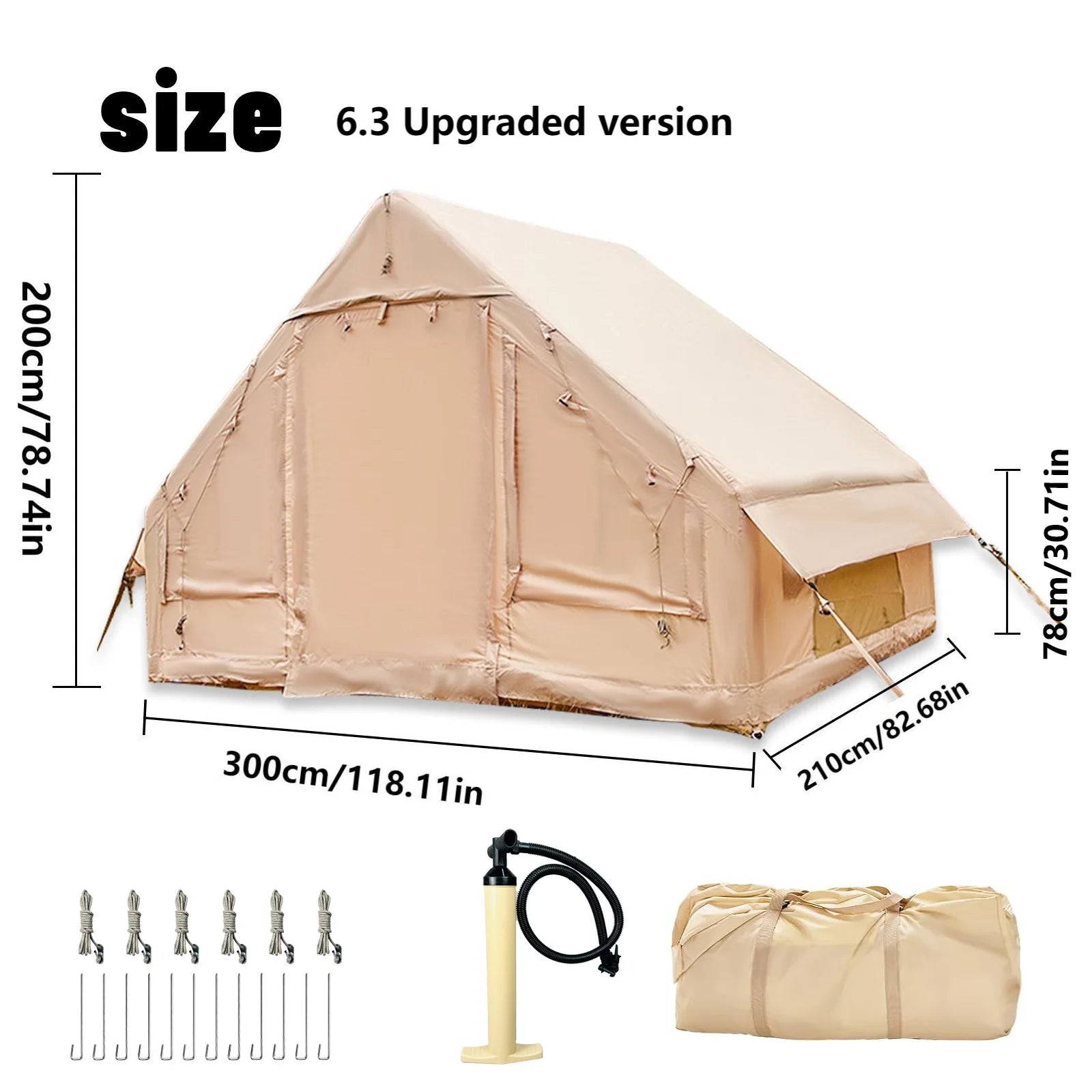 Inflatable Tent With Skylight, Quick Setup Blow Up Tents With Pump, 4-6 Peson